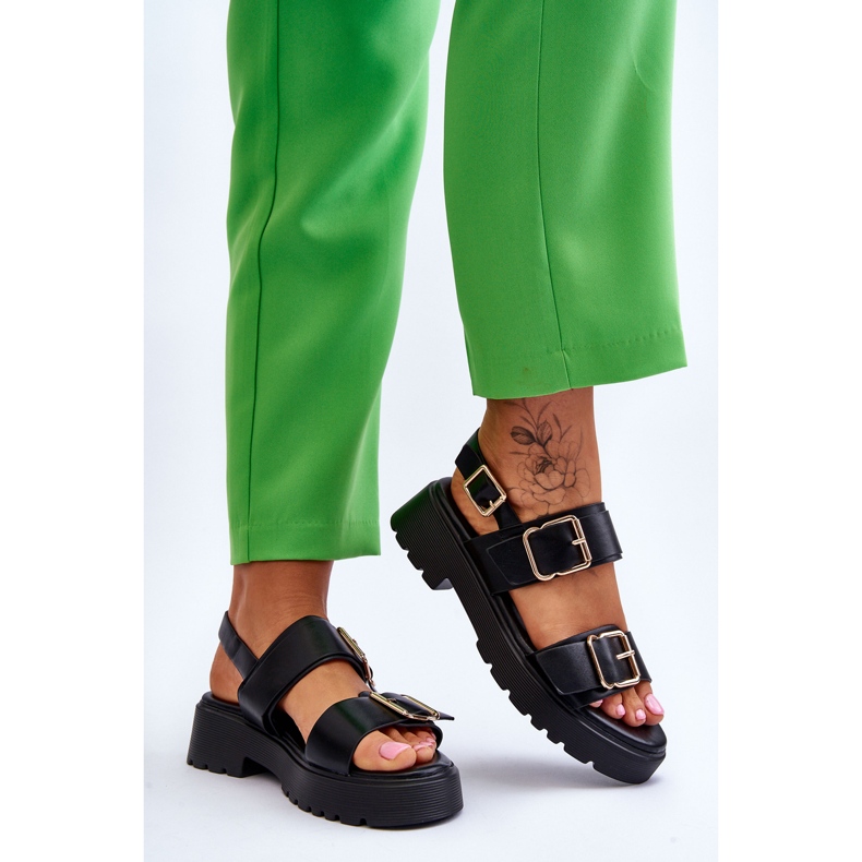 FB2 Mukavat nahkaiset sandaalit, musta Alayah 2