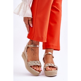 FB2 Klassiset nahkaiset Wedge Sandaalit Gold Denisse kultainen 1
