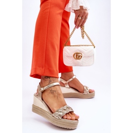 FB2 Klassiset nahkaiset Wedge Sandaalit Gold Denisse kultainen 2