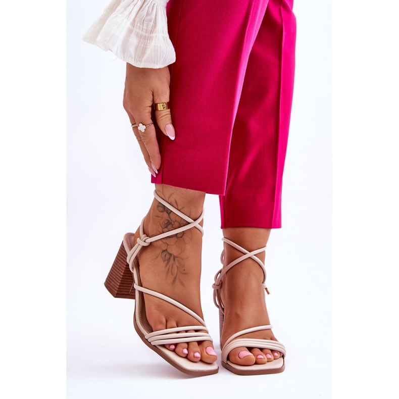 FJ1 Naisten nahkaiset korkokengät Beige Seyna ruskea 1