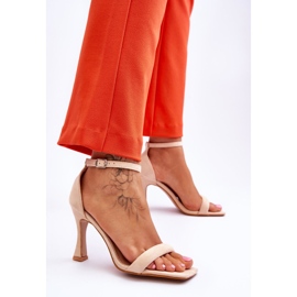 Naisten mokkanahkaiset korkokengät Beige Rousses ruskea 2