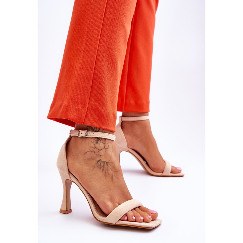 Naisten mokkanahkaiset korkokengät Beige Rousses ruskea 2