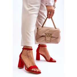 FJ1 Naisten sandaalit vakaalla kantapäällä, punainen Lavissa 2