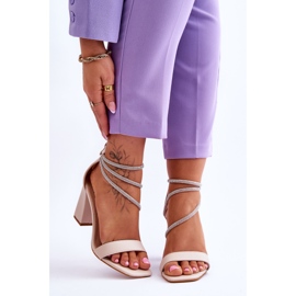 FJ1 Muodikkaat sandaalit, joissa on zirkonia beige Carma ruskea 1