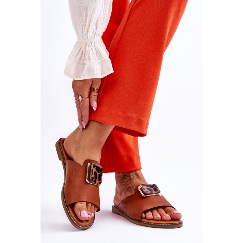 FJ1 Naisten tossut, joissa koriste-elementti Camel Leonia ruskea 2