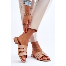 FJ1 Klassiset naisten nahkatossut beige Fendy 2