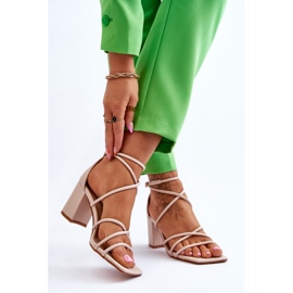 FJ1 Muodikkaat nahkaiset sandaalit Beiget Primma-korkokengät ruskea 2