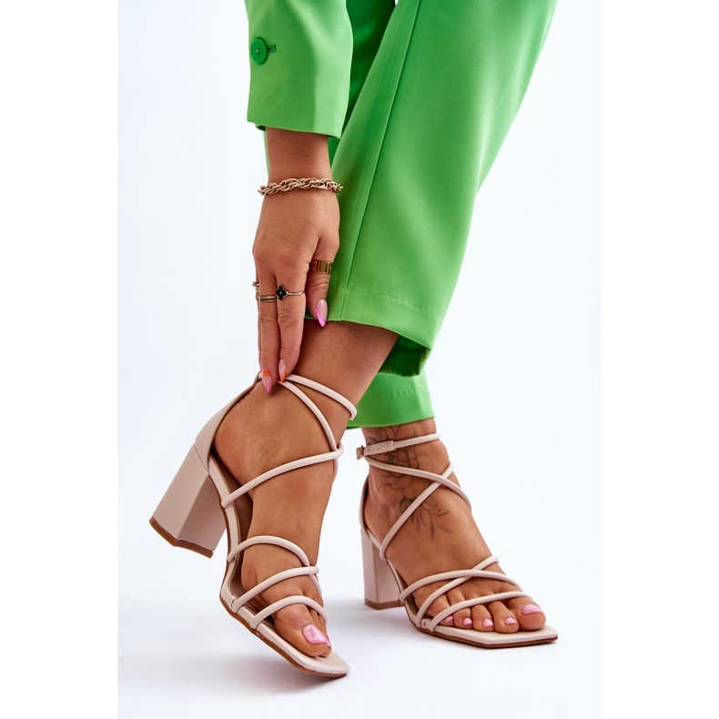 FJ1 Muodikkaat nahkaiset sandaalit Beiget Primma-korkokengät ruskea 2