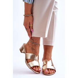 FJ1 Klassiset matalakorkoiset nahkasandaalit Golden Miley kultainen 1