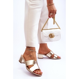 FJ1 Klassiset matalakorkoiset nahkasandaalit Golden Miley kultainen 2