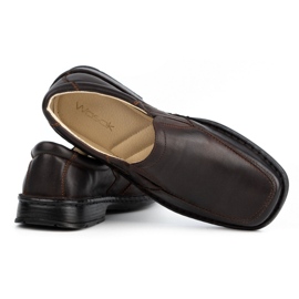 WASAK Miesten nahkaiset slip-on kengät 0114W ruskea 3