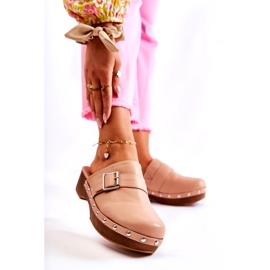 Naisten beige-korkokengät strassikivillä 1