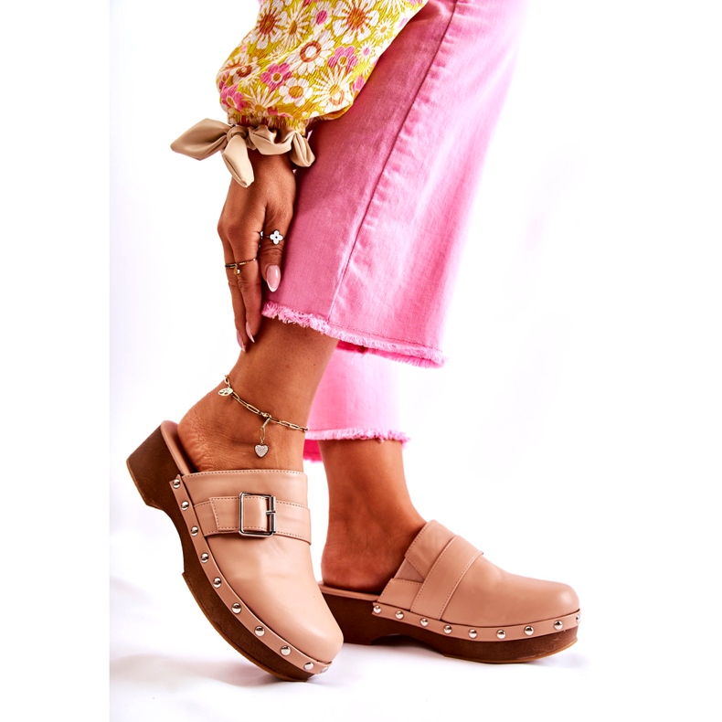 Naisten beige-korkokengät strassikivillä 4