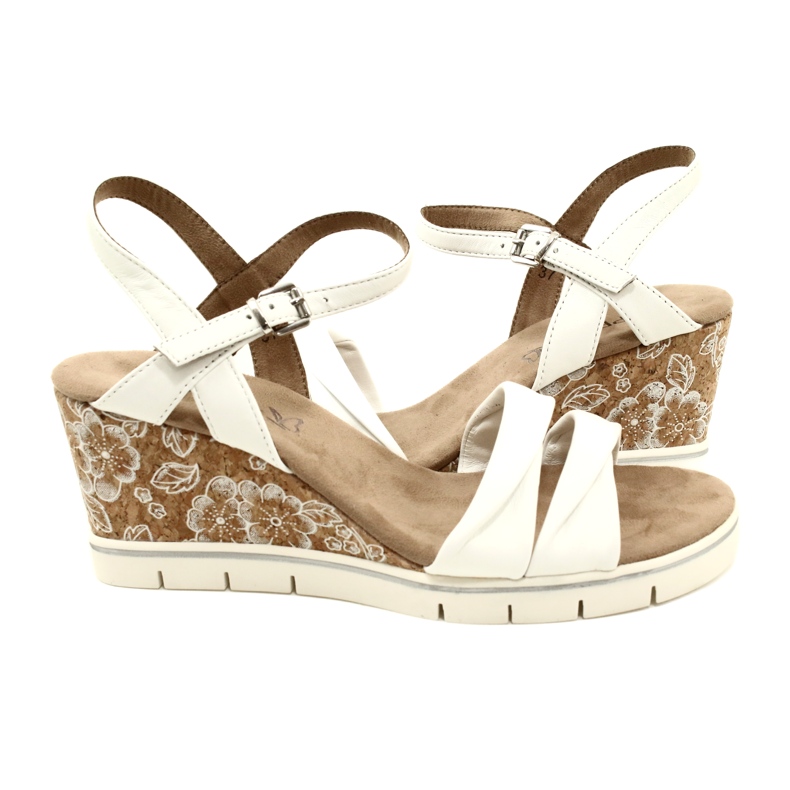 Caprice Wedge -nahkasandaalit 9-28710-20 160 White Softnap valkoinen 1