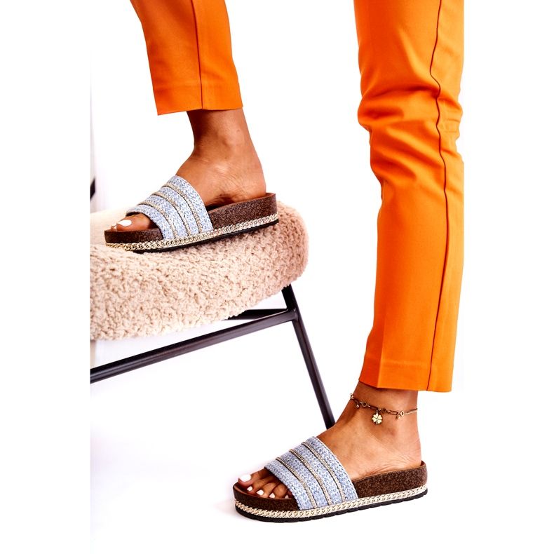 S.Barski Naisten klassiset varvastossut ketjulla, sininen 3