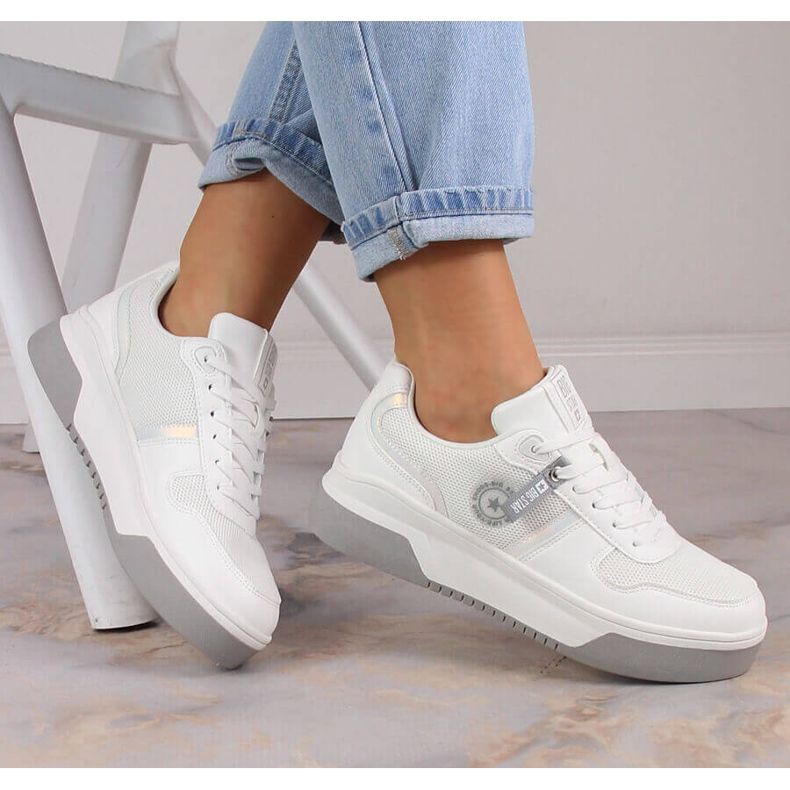 Naisten urheilukengät nauhoitetut valkoiset Big Star LL274A024 valkoinen 1