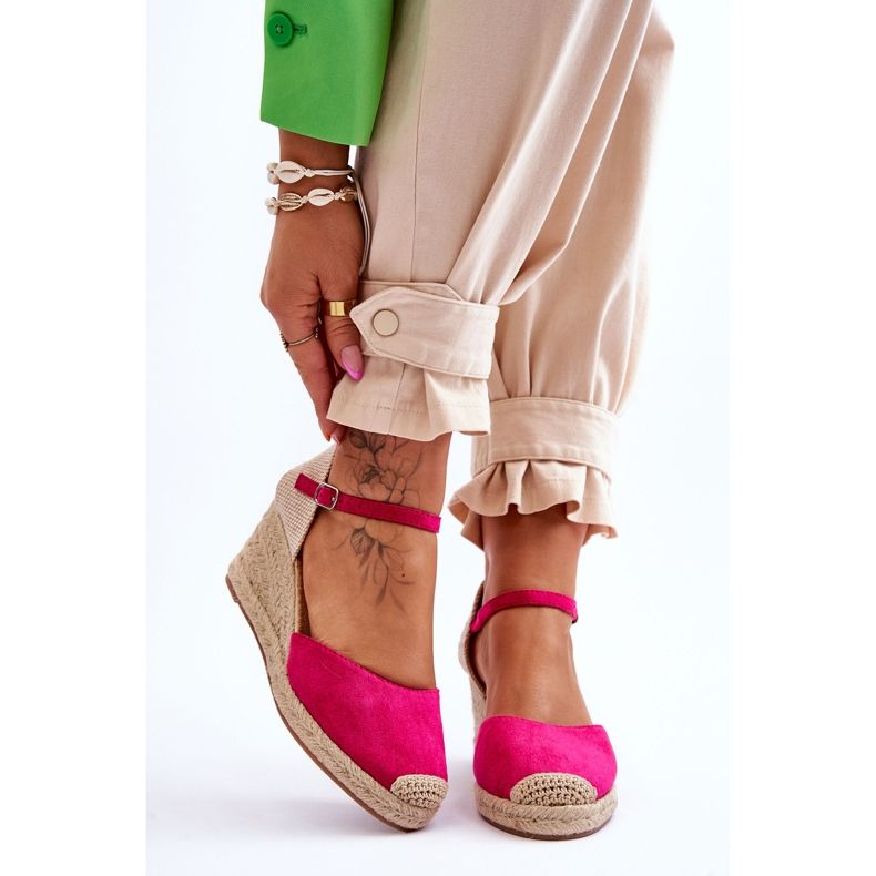 Fuchsia Cammer Suede Espadrilles Wedge sandaalit vaaleanpunainen 1