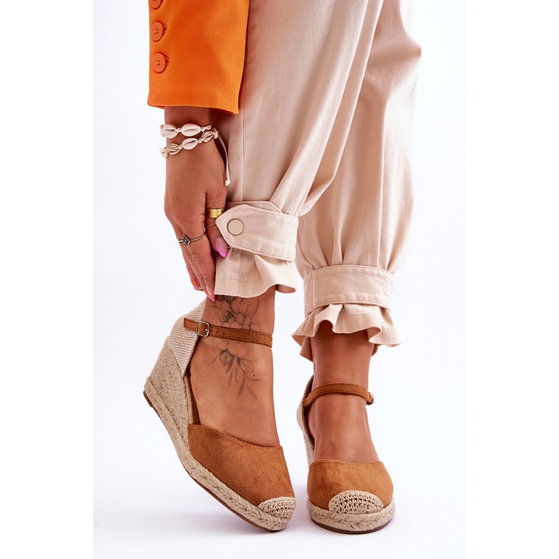 Camel Cammer Suede Espadrilles Wedge sandaalit ruskea 1