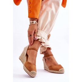 Camel Cammer Suede Espadrilles Wedge sandaalit ruskea 2