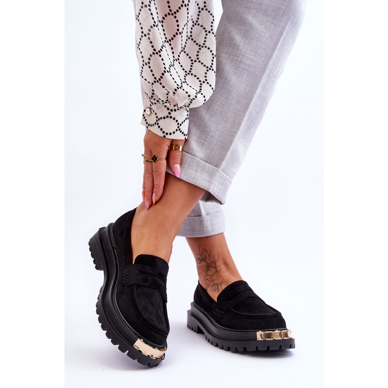 Klassiset mokkanahkaiset loaferit mustalla Monaro-koristeella 2