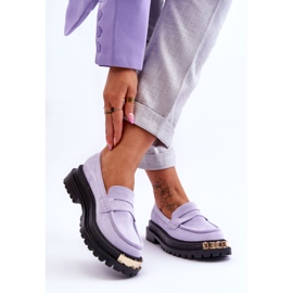 FJ1 Klassiset mokkanahkaiset loaferit violetilla Monaro-koristeella violetti 2