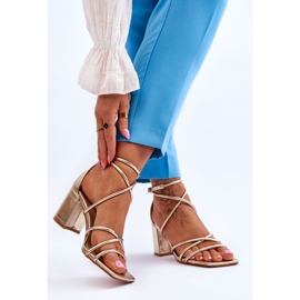 FJ1 Muodikkaat nahkaiset naisten sandaalit Kultaiset Primma-korkokengät kultainen 2