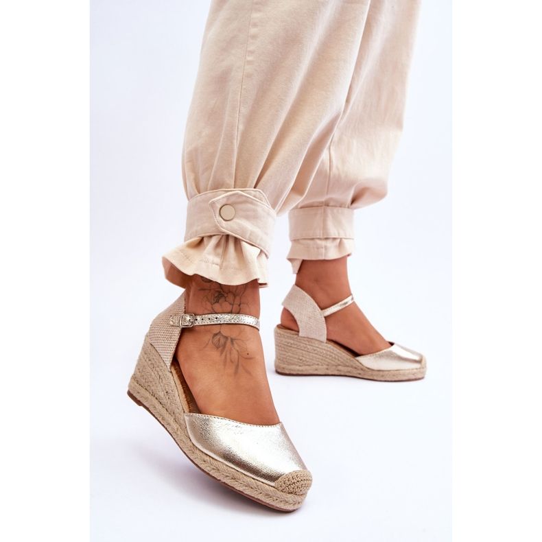 Leather Wedge Sandaalit Espadrilles Gold Cammer kultainen 2