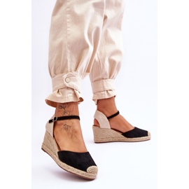 Suede Espadrilles Wedge Sandals Black Cammer musta 2