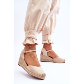 Suede Espadrilles Wedge Sandals Beige Cammer ruskea 2