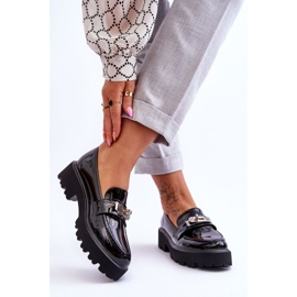 FJ1 Lakatut mokasiinit Black Glory Platform -koristeella musta 2