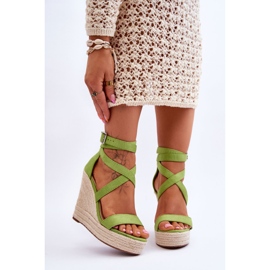 FJ1 Mukavat vihreät Lemira High Wedge -sandaalit 1