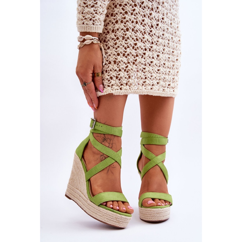FJ1 Mukavat vihreät Lemira High Wedge -sandaalit 1