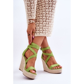 FJ1 Mukavat vihreät Lemira High Wedge -sandaalit 2