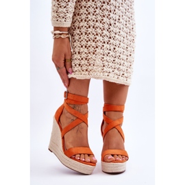 FJ1 Mukavat oranssit Lemira High Wedge -sandaalit 1