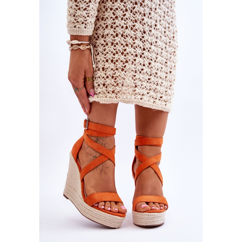 FJ1 Mukavat oranssit Lemira High Wedge -sandaalit 1