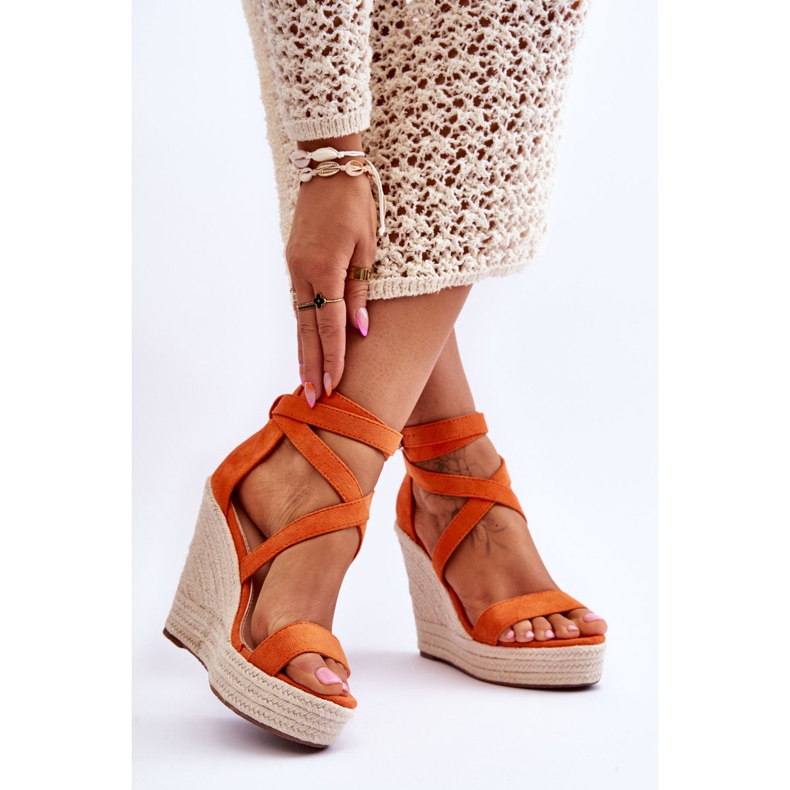 FJ1 Mukavat oranssit Lemira High Wedge -sandaalit 2