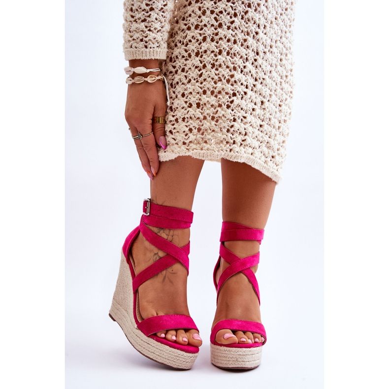 FJ1 Mukavat High Wedge -sandaalit Fuchsia Lemira vaaleanpunainen 1