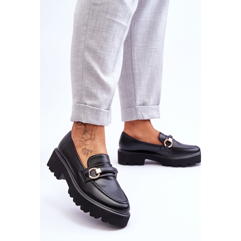 Naisten nahkaiset loaferit, musta Camerin 2