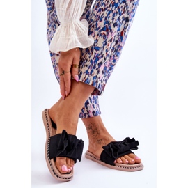 Naisten mokkanahkaiset tossut, joissa rusetti musta meripihka 2