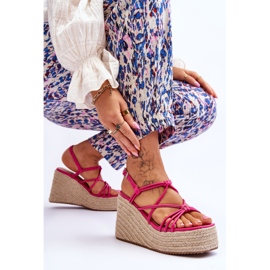 Muodikkaat kiila-sandaalit, joissa on punos Fuchsia Nessia vaaleanpunainen 5