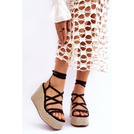 Leather Wedge Sandaalit Musta Margaritt 1