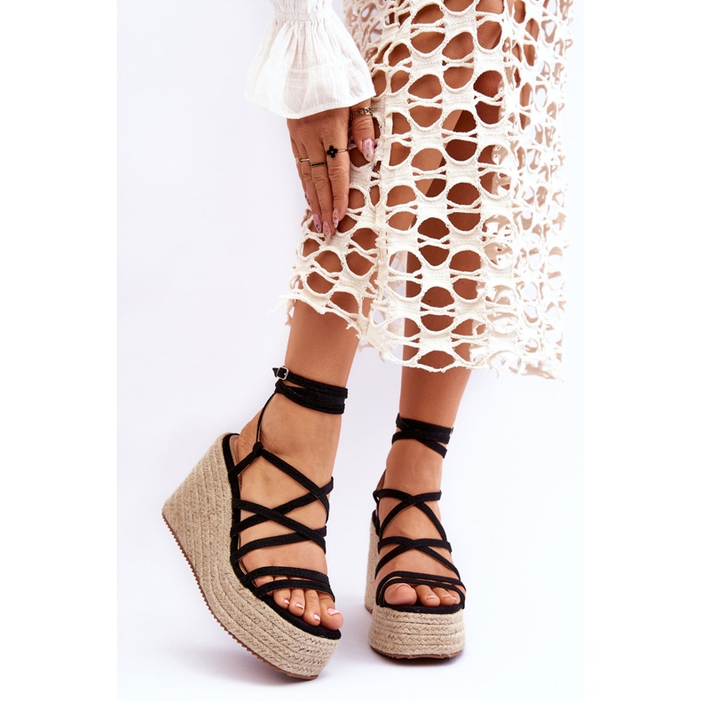 Leather Wedge Sandaalit Musta Margaritt 1