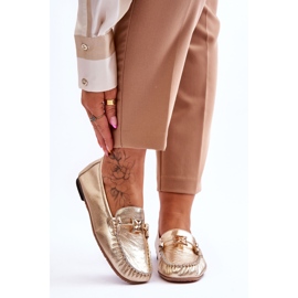 Klassiset nahkaiset loaferit koristeella Laura Messi 2459 kultaa kultainen 1