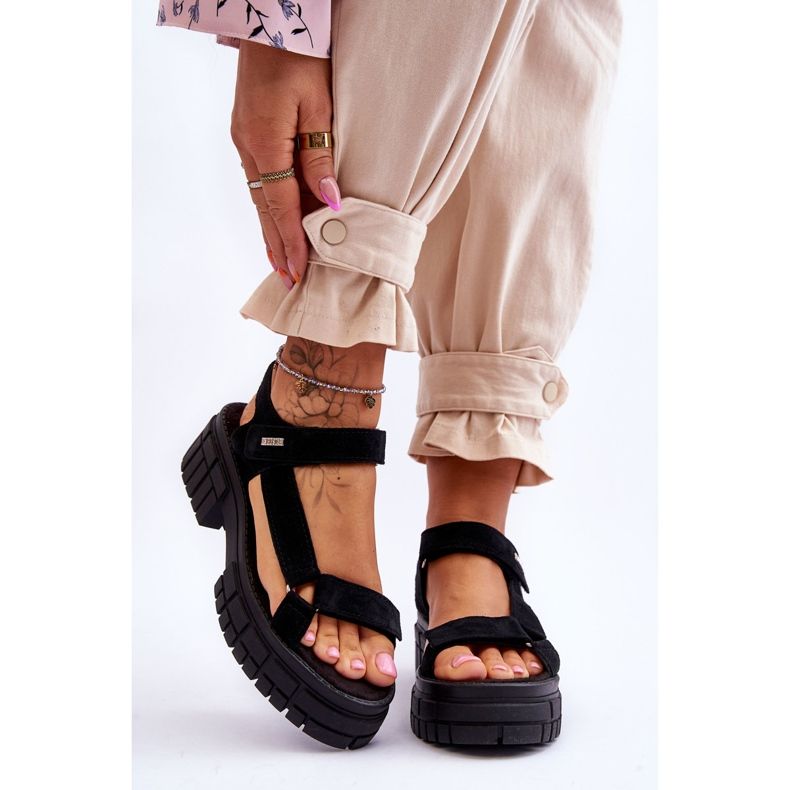 Naisten mokkanahkasandaalit Big Star LL276035 musta 1