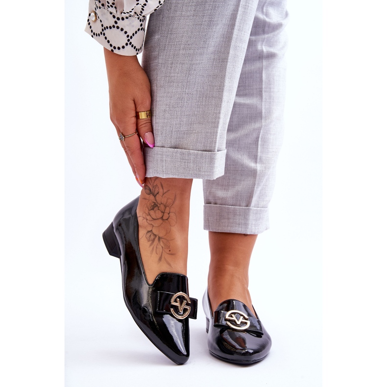 Vinceza Musta Patent Low Heel Loafers Asselia 1