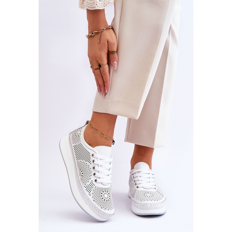 Vinceza Naisten nahkaiset harjakattoiset urheilukengät Valkoinen Marea 1