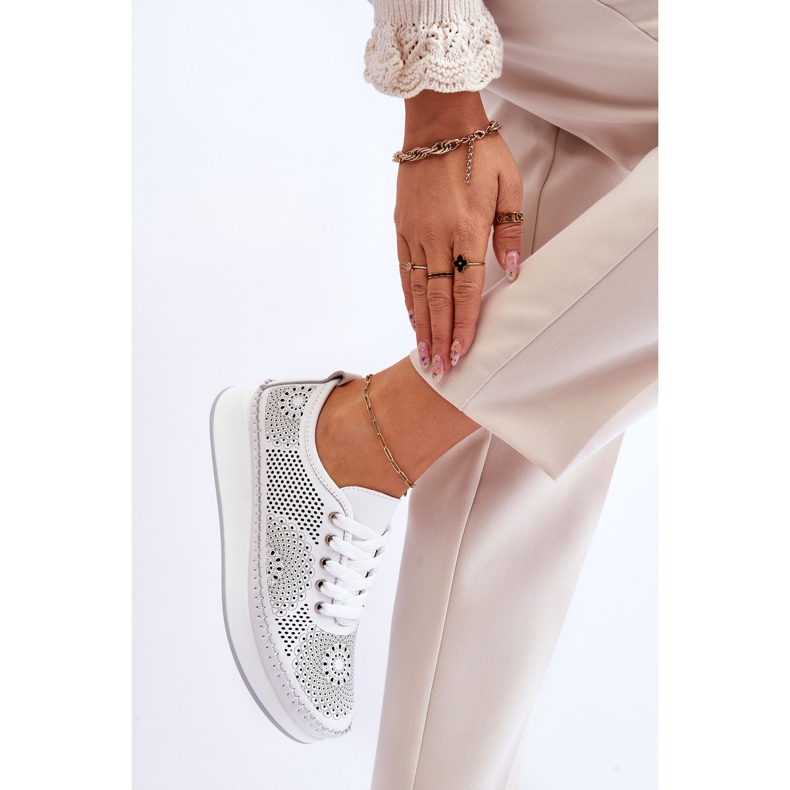 Vinceza Naisten nahkaiset harjakattoiset urheilukengät Valkoinen Marea 2