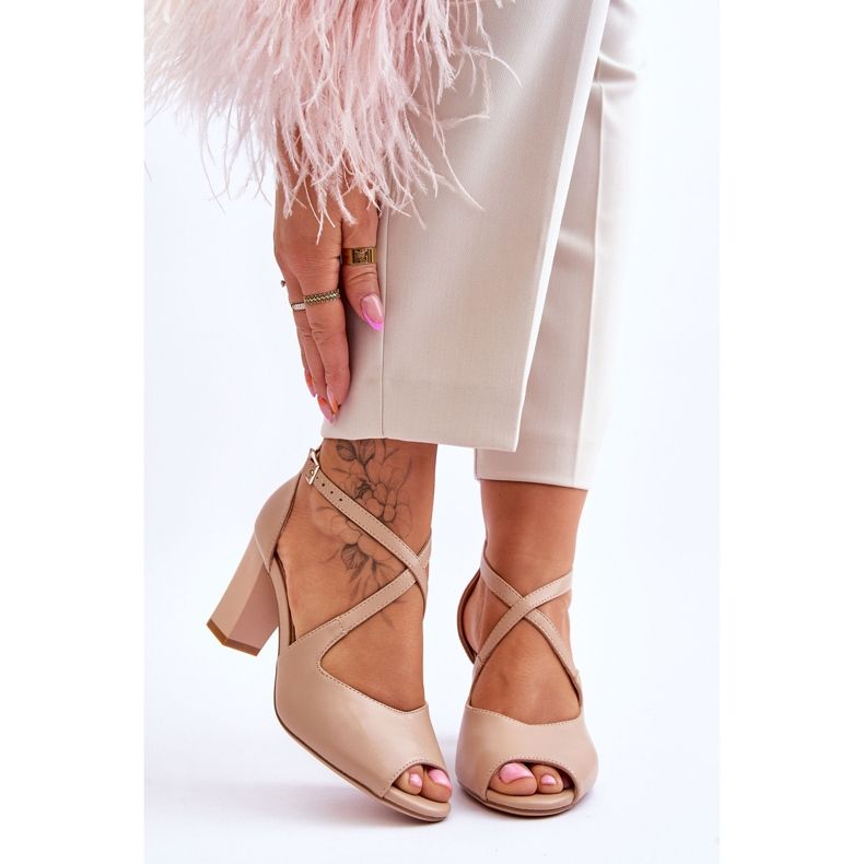 Naisten sandaalit kantapäällä Sergio Leone SK864 Tumma beige 1