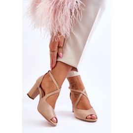 Naisten sandaalit kantapäällä Sergio Leone SK864 Tumma beige 2