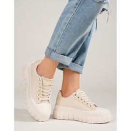 Naisten kermanväriset lenkkarit korkealla Shelovet-tasolla beige 2